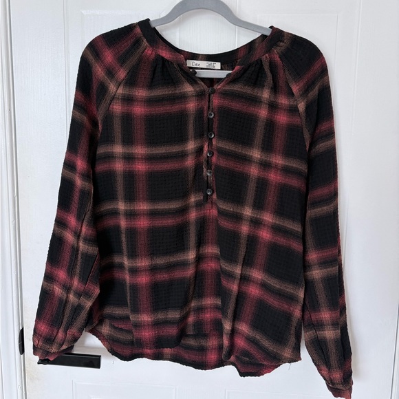 Dex Tops - Dex Black and Red Plaid Blouse